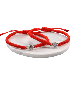 Bransoletki Prezent dla Par Kocham Cię w 100 Językach Czerwone 2 szt