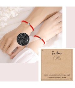 Bransoletki Prezent dla Par Kocham Cię w 100 Językach Czerwone 2 szt