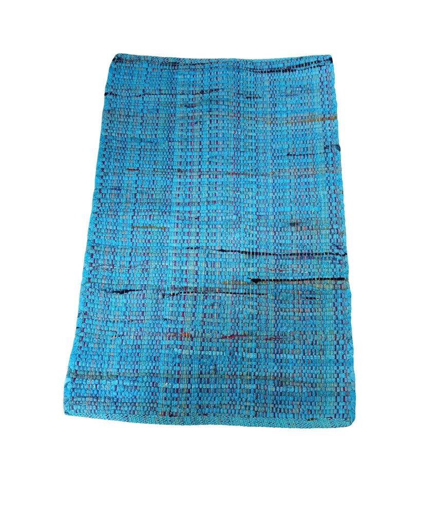 Dywan Prostokątny z Naturalnej Juty Ręcznie Tkany 60x90 cm Niebieski