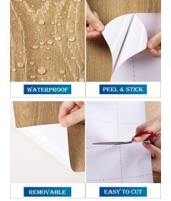 Samoprzylepna Tapeta Okleina Papier 40 cm x 6 m Brązowe Jasne Drewno