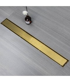 Sunrik Rynna Odpływ Prysznicowy 110 cm z Sitkiem i Syfonem 360° Złota