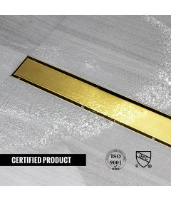 Sunrik Rynna Odpływ Prysznicowy 110 cm z Sitkiem i Syfonem 360° Złota