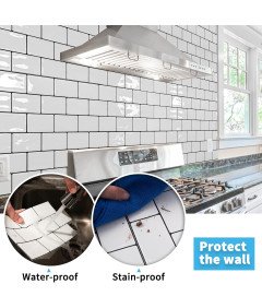 Płytki Ścienne Samoprzylepne Panele 20 Sztuk 30x15 cm 0.9 m² Białe Cegły