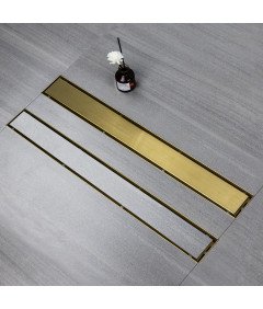 Sunrik Rynna Odpływ Prysznicowy 110 cm z Sitkiem i Syfonem Złota