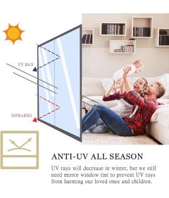 Folia Okienna Przeciwsłoneczna Lustrzana 90x200 cm Samoprzylepna Srebrna UV