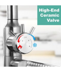 Bateria Kuchenna Kran 4w1 z Wyciąganą Wylewką 360° Stal Nierdzewna Srebrna