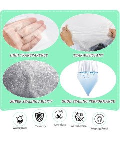 Opakowanie 10 Przezroczystych Plastikowych Torebek 100x152 cm Pyłoszczelne