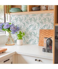 Tapeta Okleina Samoprzylepna do Ścian Mebli Biała Liście 59 x 300 cm