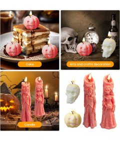 Silikonowe Formy na Świece 4 Sztuki na Halloween Zestaw do Tworzenia Świec