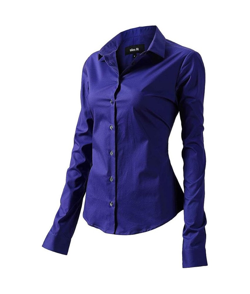 FLY HAWK Koszula Damska z Długim Rękawem Elastyczna Niebieska Rozmiar L