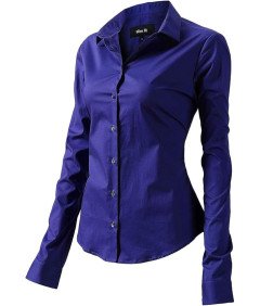 FLY HAWK Koszula Damska z Długim Rękawem Elastyczna Niebieska Rozmiar L