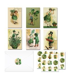 Kartki Okolicznościowe Dzień Świętego Patryka 24 Sztuki 15x20cm z Kopertami