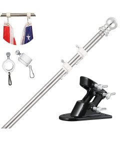 Maszt na Flagę Aluminiowy 40-150 cm Uchwyt i Pierścienie Obrotowe Srebrny