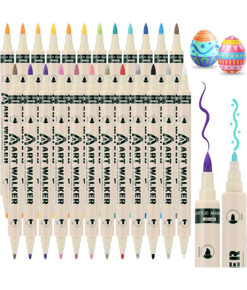 Markery Akrylowe 24 Kolory Podwójna Końcówka do Szkicowania Malowania DIY