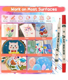 Markery Akrylowe 24 Kolory Podwójna Końcówka do Szkicowania Malowania DIY