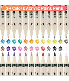 Markery Akrylowe 24 Kolory Podwójna Końcówka do Szkicowania Malowania DIY