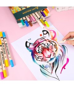 Markery Akrylowe 24 Kolory Podwójna Końcówka do Szkicowania Malowania DIY