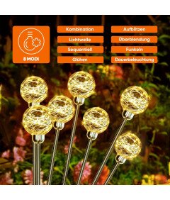 SALCAR Lampy Solarne LED Ogrodowe 2 Sztuki 600 mAh 8 Trybów Wodoodporne