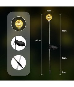 SALCAR Lampy Solarne LED Ogrodowe 2 Sztuki 600 mAh 8 Trybów Wodoodporne