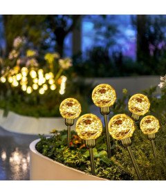 SALCAR Lampy Solarne LED Ogrodowe 2 Sztuki 600 mAh 8 Trybów Wodoodporne