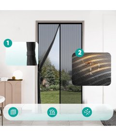 Sekey Moskiteira Magnetyczna na Drzwi 110x220 cm Przeciw Owadom Czarna