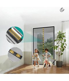Sekey Moskiteira Magnetyczna na Drzwi 110x220 cm Przeciw Owadom Czarna