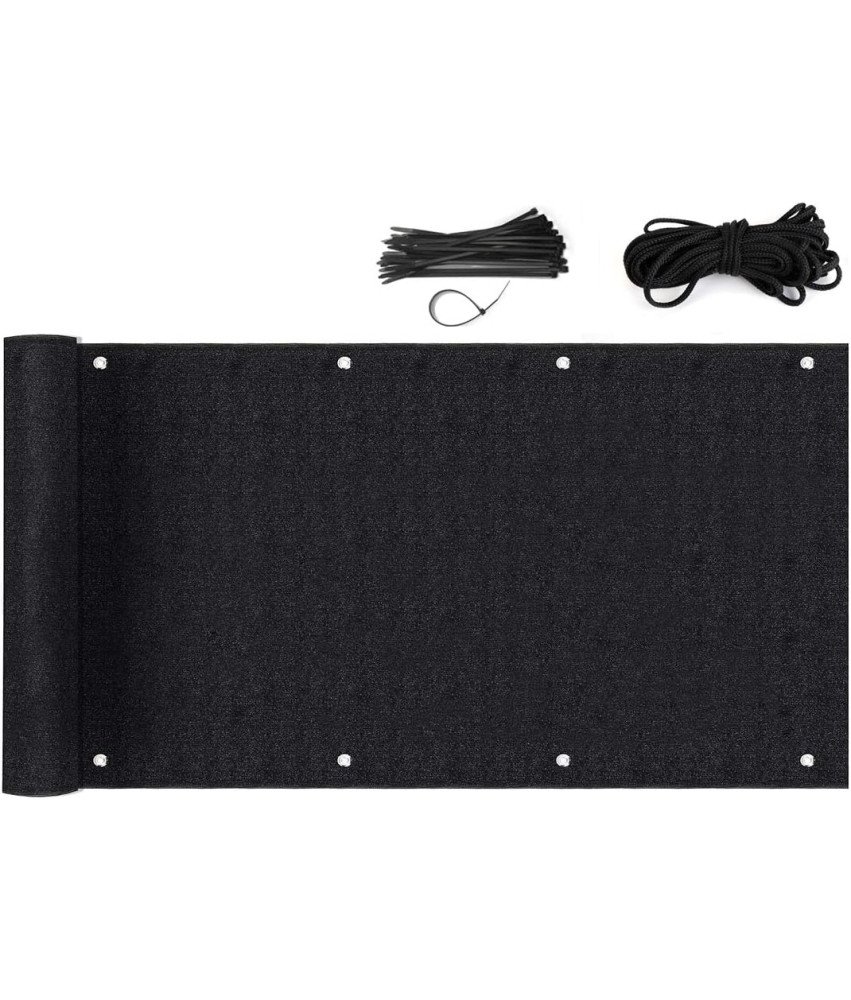 Sekey Osłona Balkonowa 75x300 cm Czarna 220 g/m² z Oczkami i Opaskami