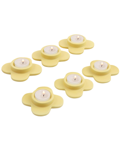 HofferRuffer Świeczniki Ceramiczne w Kształcie Kwiatu Zestaw 6 Sztuk Żółte
