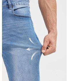 Zylioo Spodnie Męskie Jeansy Slim Fit Długie Wygodne Granatowe Rozmiar 34
