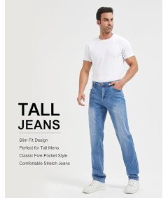 Zylioo Spodnie Męskie Jeansy Slim Fit Długie Wygodne Granatowe Rozmiar 34