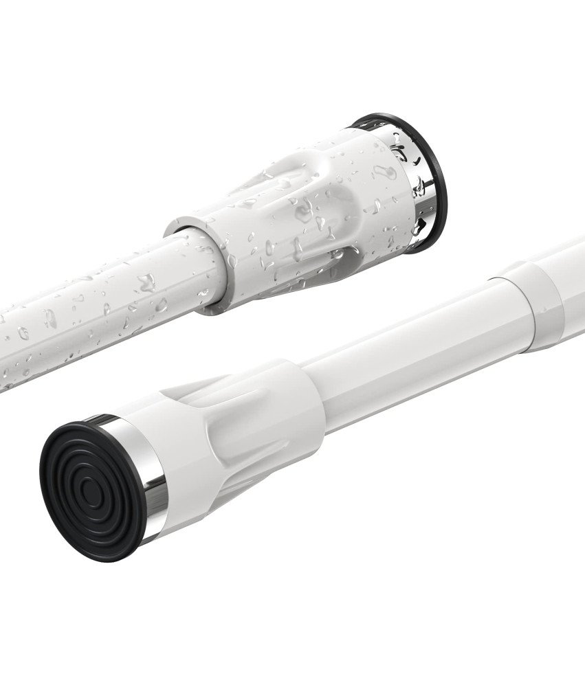 Drążek Teleskopowy do Zasłony Prysznicowej 177-223 cm z Przyssawkami Biały