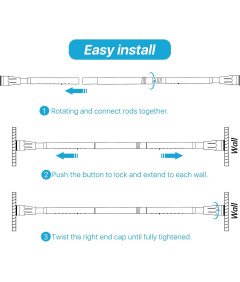 Drążek Teleskopowy do Zasłony Prysznicowej 177-223 cm z Przyssawkami Biały