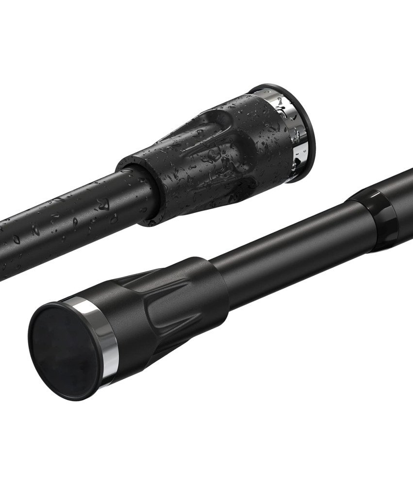 Drążek Teleskopowy do Zasłony Prysznicowej 141-187 cm z Przyssawkami Czarny