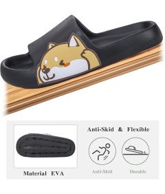 Waysoland Klapki Kapcie Uniseks Antypoślizgowe Czarne Rozmiar 35-36