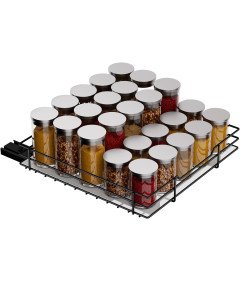 Wysuwany Stojak na Przyprawy 27x27x6 cm Metalowy Organizer do Szafki Czarny