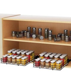 Wysuwany Stojak na Przyprawy 27x27x6 cm Metalowy Organizer do Szafki Czarny