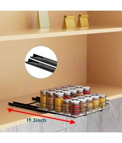 Wysuwany Stojak na Przyprawy 27x27x6 cm Metalowy Organizer do Szafki Czarny