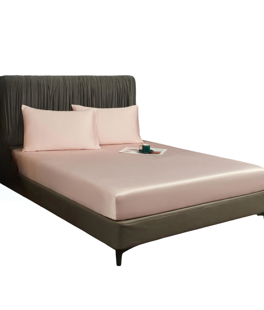 Prześcieradło z Gumką 160x200x30 cm Gładkie Oddychające Eleganckie Różowe