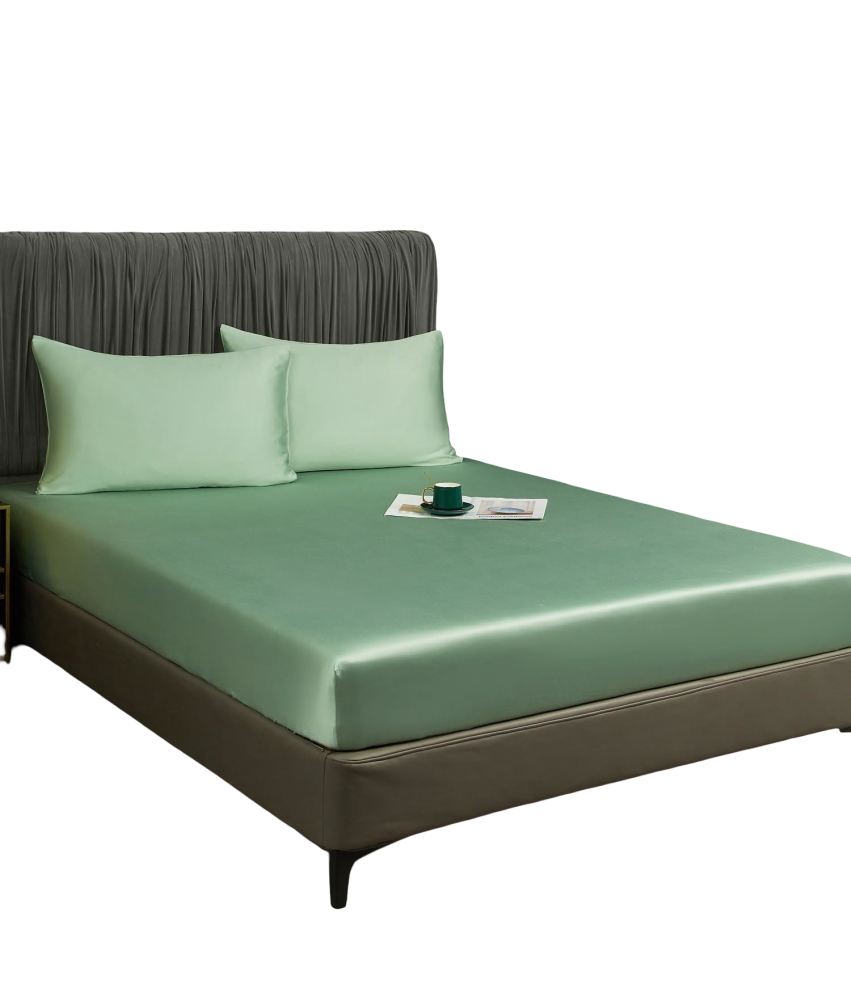 Prześcieradło z Gumką 90x180x30 cm Gładkie Oddychające Eleganckie Zielone