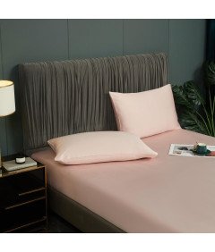 Prześcieradło z Gumką 160x200x30 cm Gładkie Oddychające Eleganckie Różowe