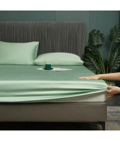 Prześcieradło z Gumką 90x180x30 cm Gładkie Oddychające Eleganckie Zielone