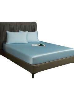 Prześcieradło z Gumką 90x200x30 cm Gładkie Oddychające Eleganckie Błękitne