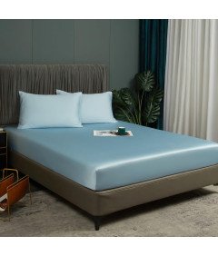 Prześcieradło z Gumką 90x200x30 cm Gładkie Oddychające Eleganckie Błękitne