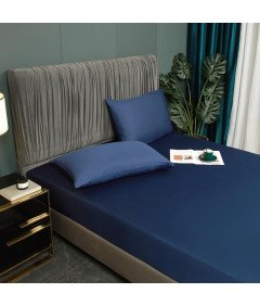 Prześcieradło z Gumką 90x200x30 cm Gładkie Oddychające Eleganckie Granatowe