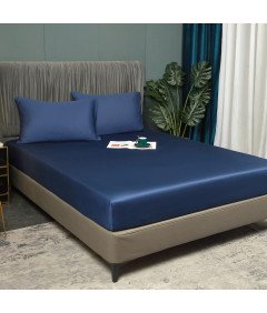 Prześcieradło z Gumką 90x200x30 cm Gładkie Oddychające Eleganckie Granatowe