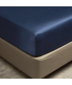 Prześcieradło z Gumką 90x200x30 cm Gładkie Oddychające Eleganckie Granatowe