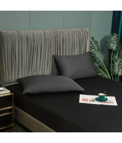 Prześcieradło z Gumką 90x200x30 cm Gładkie Oddychające Eleganckie Czarne