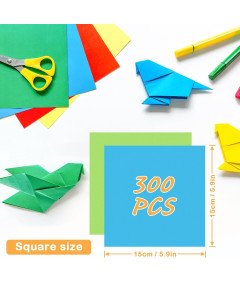 Moinkerin Papier Origami 300 Arkuszy 15x15 cm 70 g/m² 20 Kolorów Dwustronny