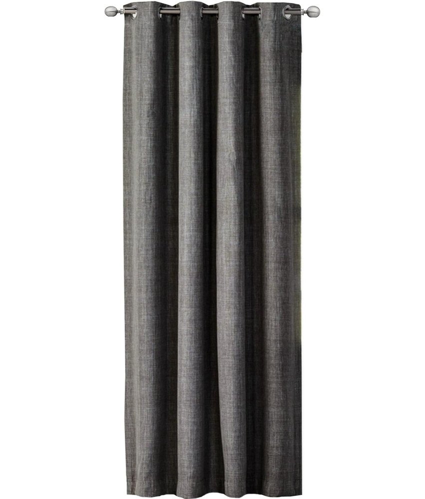 Zasłona Okienna Zaciemniająca o Wyglądzie lnu z Oczkami 245 x 140 Szara