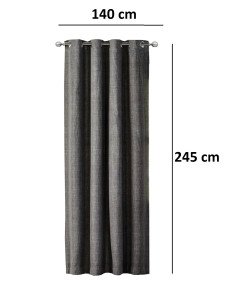 Zasłona Okienna Zaciemniająca o Wyglądzie lnu z Oczkami 245 x 140 Szara